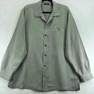 Brandini Men’s 100% Silk Button Down Shirt Size Large Gray Long Sleeve